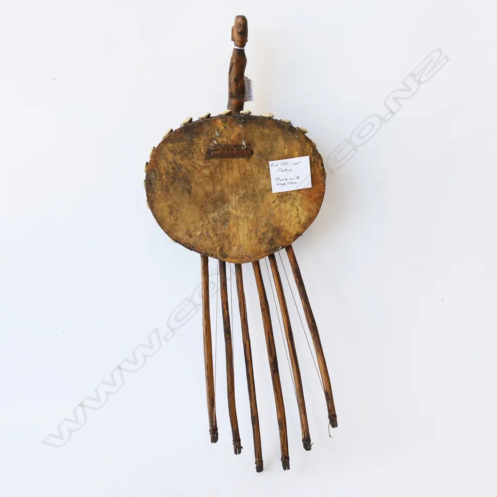 OLD AFRICAN DOG SKIN HARP L645MM Image 1++
