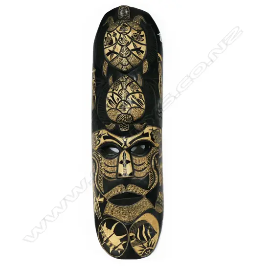 LARGE CARVED FIJI ISLAND TURTLE FACE MASK H1140MM