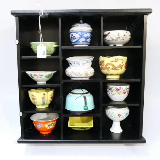 SMALL SHADOW BOX H350mm AND FRANKLIN TEABOWLS