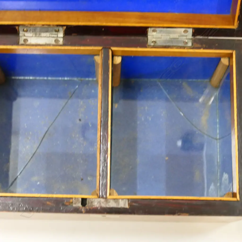 ANTIQUE FRENCH TEA CADDY, DAMAGE TO GLASS INTERIORS, 190x115x100mm Image 1++