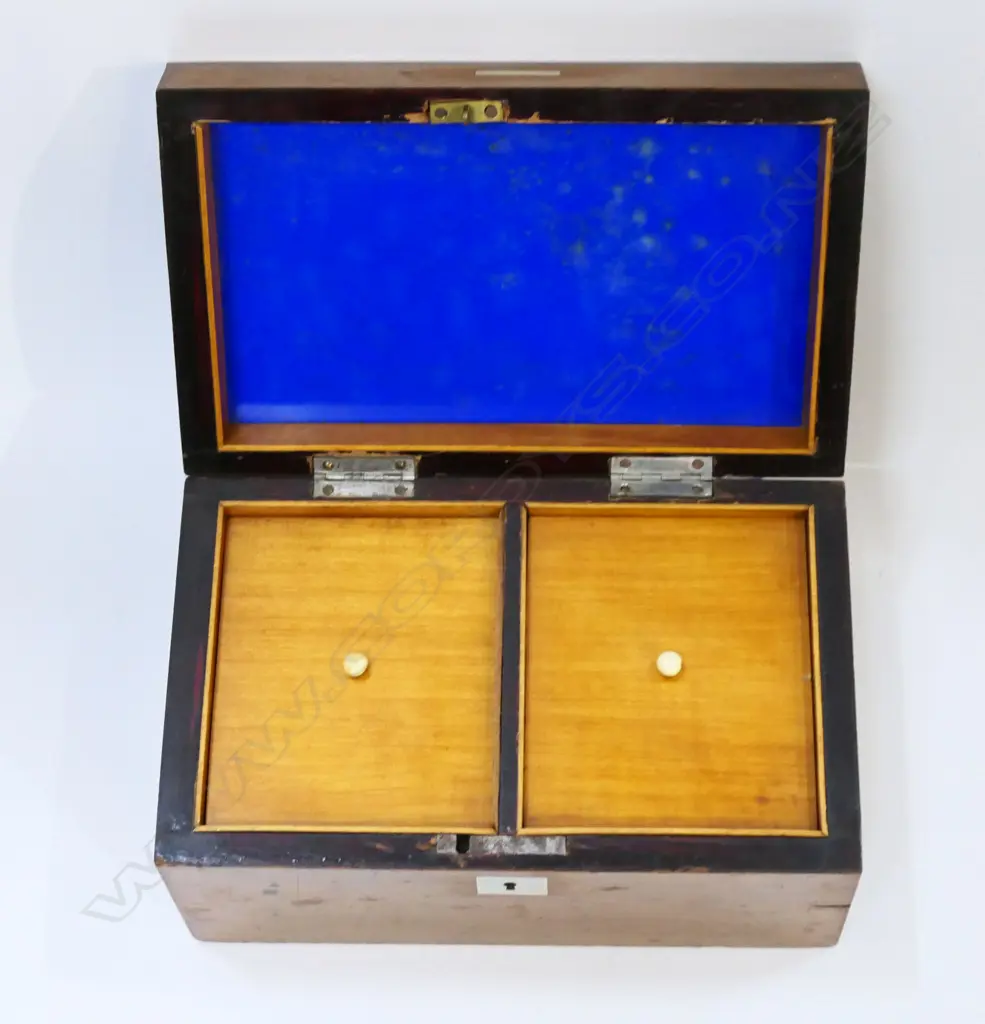 ANTIQUE FRENCH TEA CADDY, DAMAGE TO GLASS INTERIORS, 190x115x100mm Image 1++