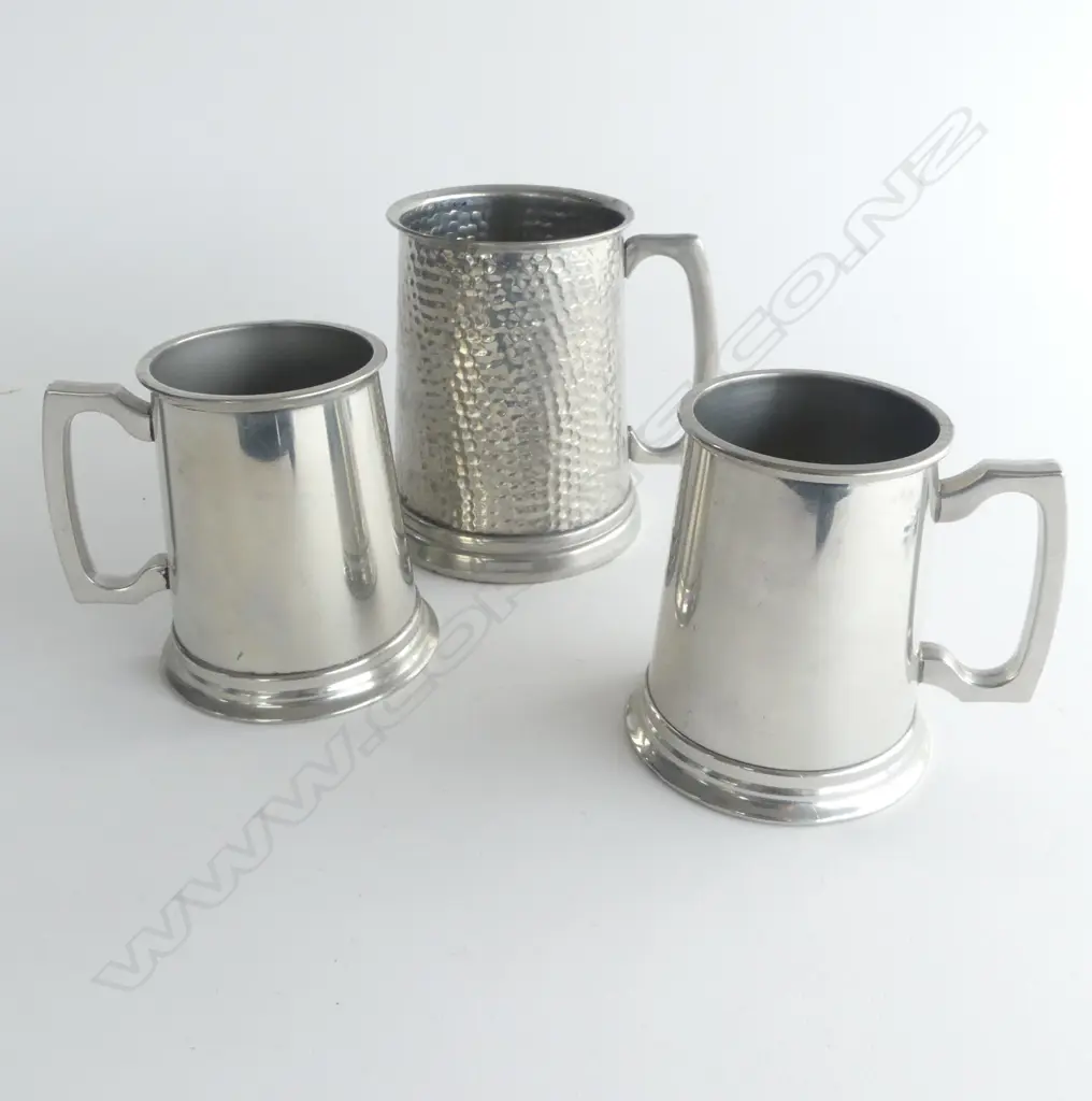 3 QUALITY PEWTER MUGS Image 1++