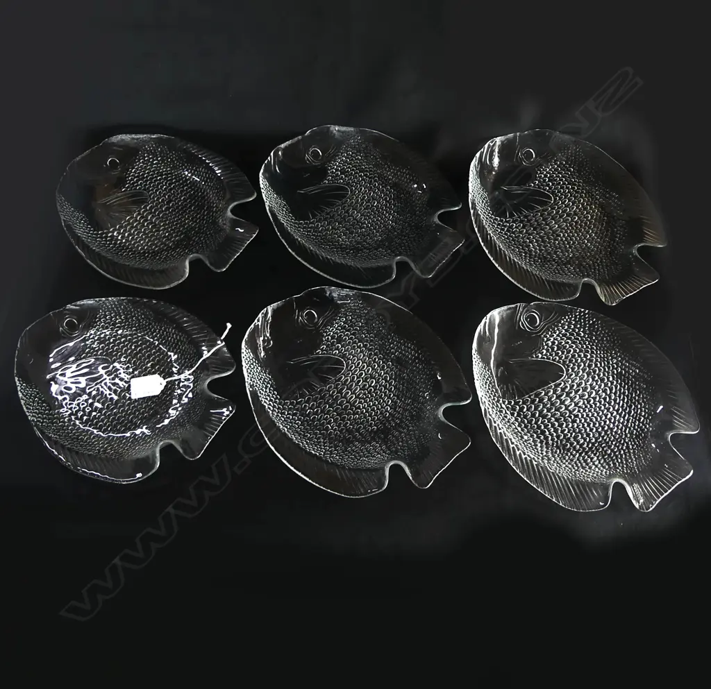 6 GLASS FISH PLATES 205x260mm Image 1++