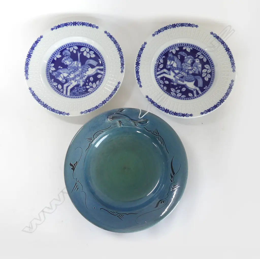 JOHN ANDERSON PUKAWA BAY STUDIO POTTERY BOWL 320mm dia + 2 ARZBERG PLATES 290mm dia Image 1++