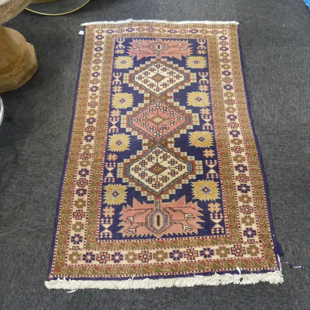 SMALL PERSIAN RUG BLUE AND BROWN L1300mm W760mm Image 1++