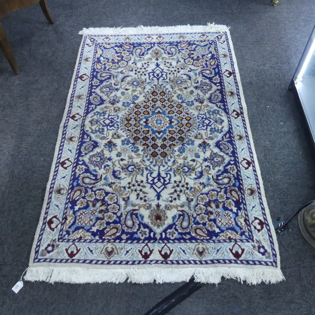 HAND KNOTTED WOOL PILE RUG - WHITE GROUND 1300x850mm Image 1++