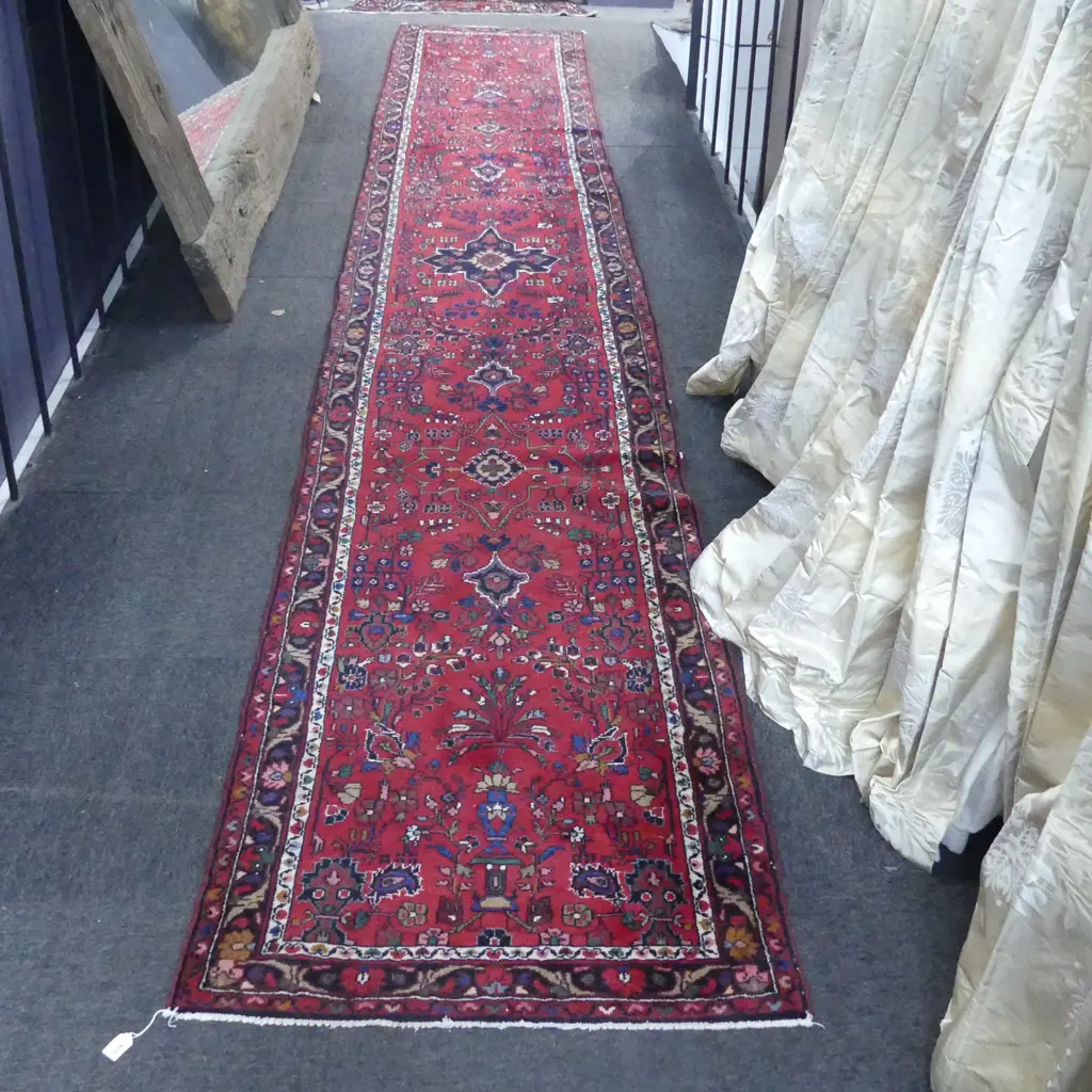 PERSIAN HAND KNOTTED RUNNER REDS AND BLUES L4660mm W830mm Image 1++
