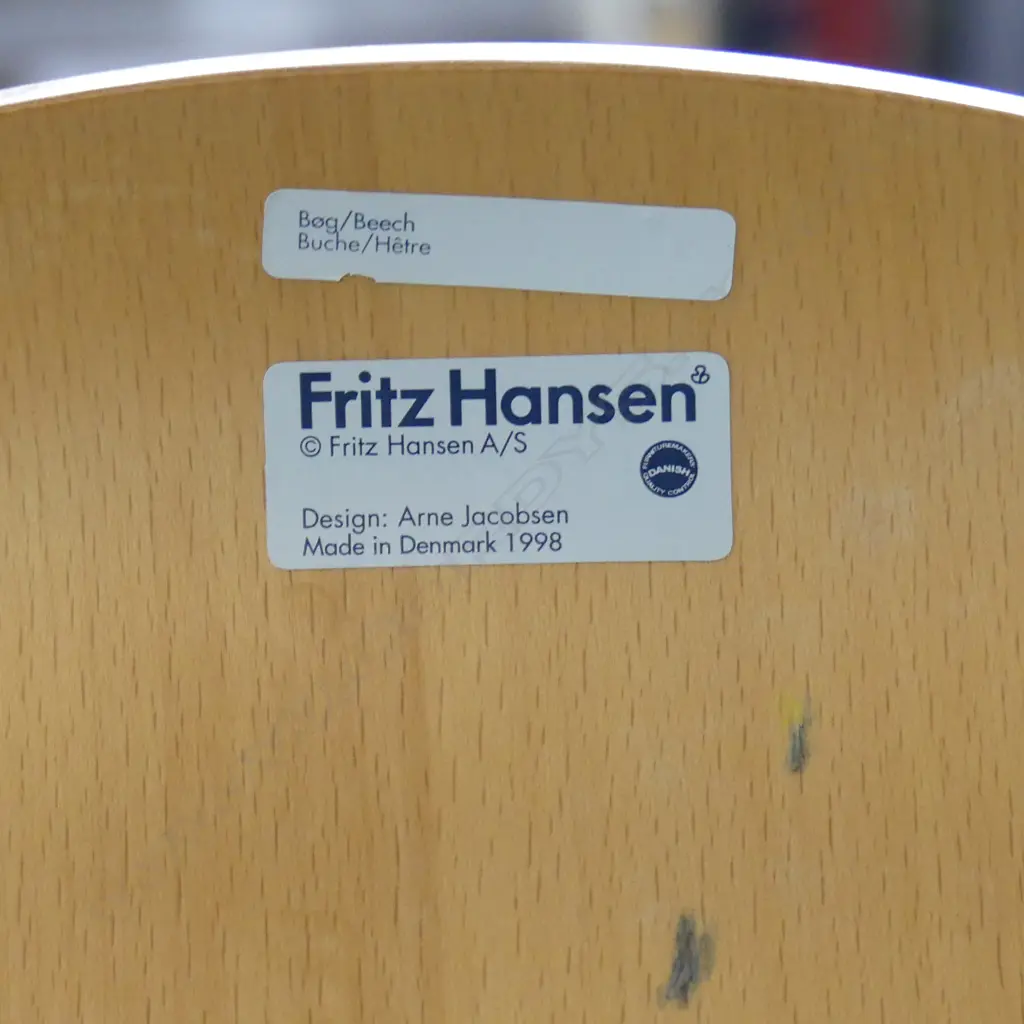 FRITZ HANSEN TABLE MADE IN DENMARK 1998 1800x1200x700mm + 6 CHAIRS ARNE JACOBSEN DESIGN some fading Image 1++