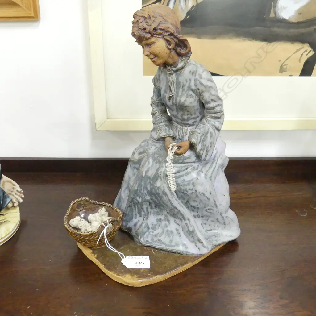 MANNER OF KEN KENDALL; STUDIO POTTERY SPINNER FIGURINE H.330mm Image 1++