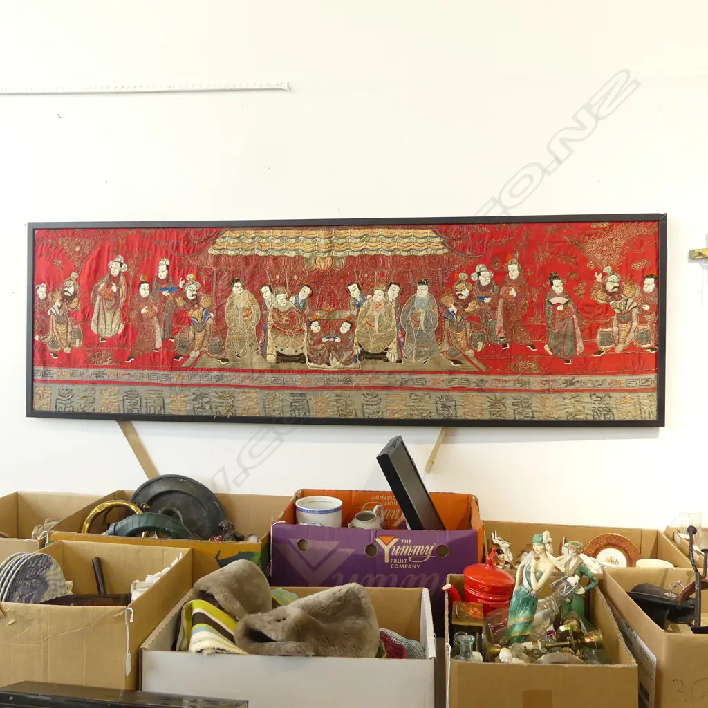LG CHINESE EMBROIDERED PANEL, FRAMED 530x1770mm Image 1++