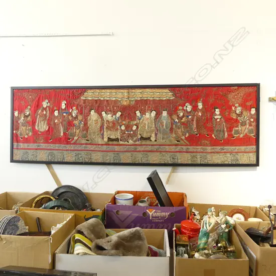LG CHINESE EMBROIDERED PANEL, FRAMED 530x1770mm