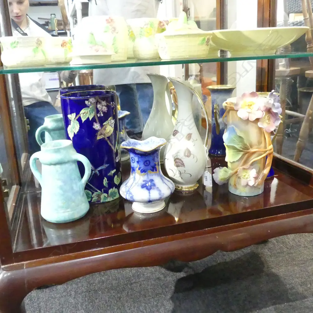 6 ASST. VASES - BLUE DOULTON w. FAULTS H.235mm Image 1++