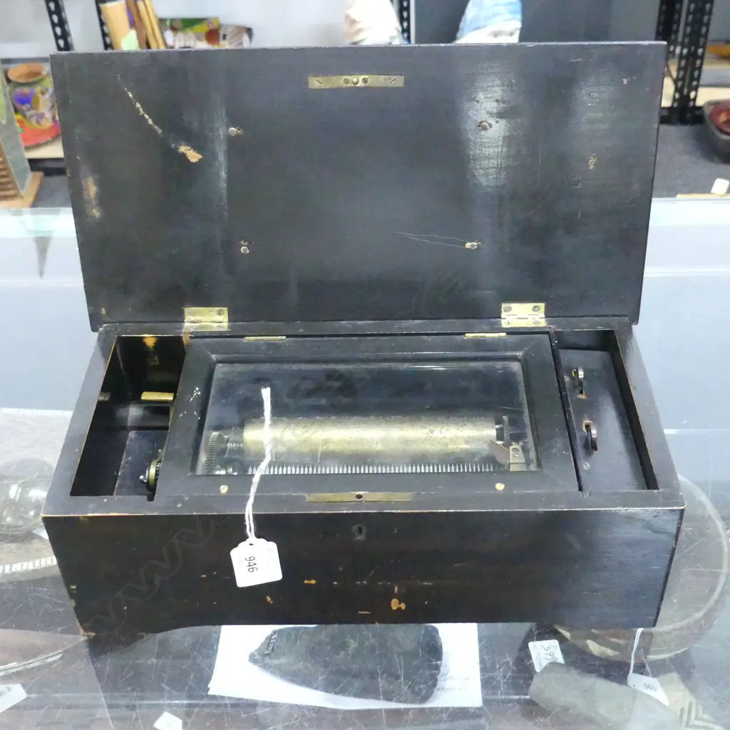 ANTIQUE MUSIC BOX (one tooth absent, works) W.345mm Image 1++
