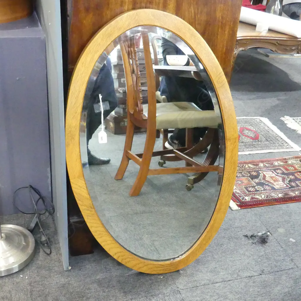 OVAL OAK FRAMED MIRROR 940x580mm Image 1++