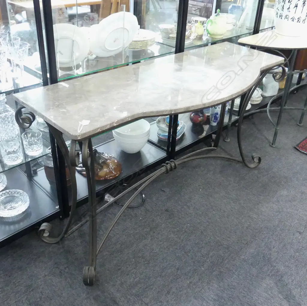 MARBLE TOPPED CONSOLE TABLE 1420x500x755mm Image 1++