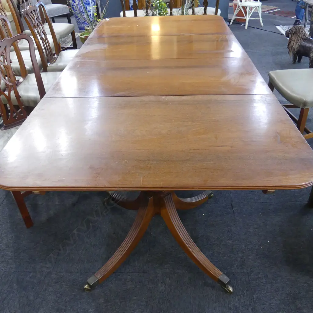 LG REGENCY STYLE DOUBLE PEDESTAL DINING TABLE w. 2 LEAVES 1250x2740x705mm Image 1++