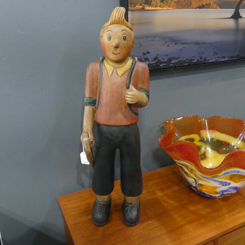 CARVED WOODEN TINTIN H.640mm repairs Image 1++
