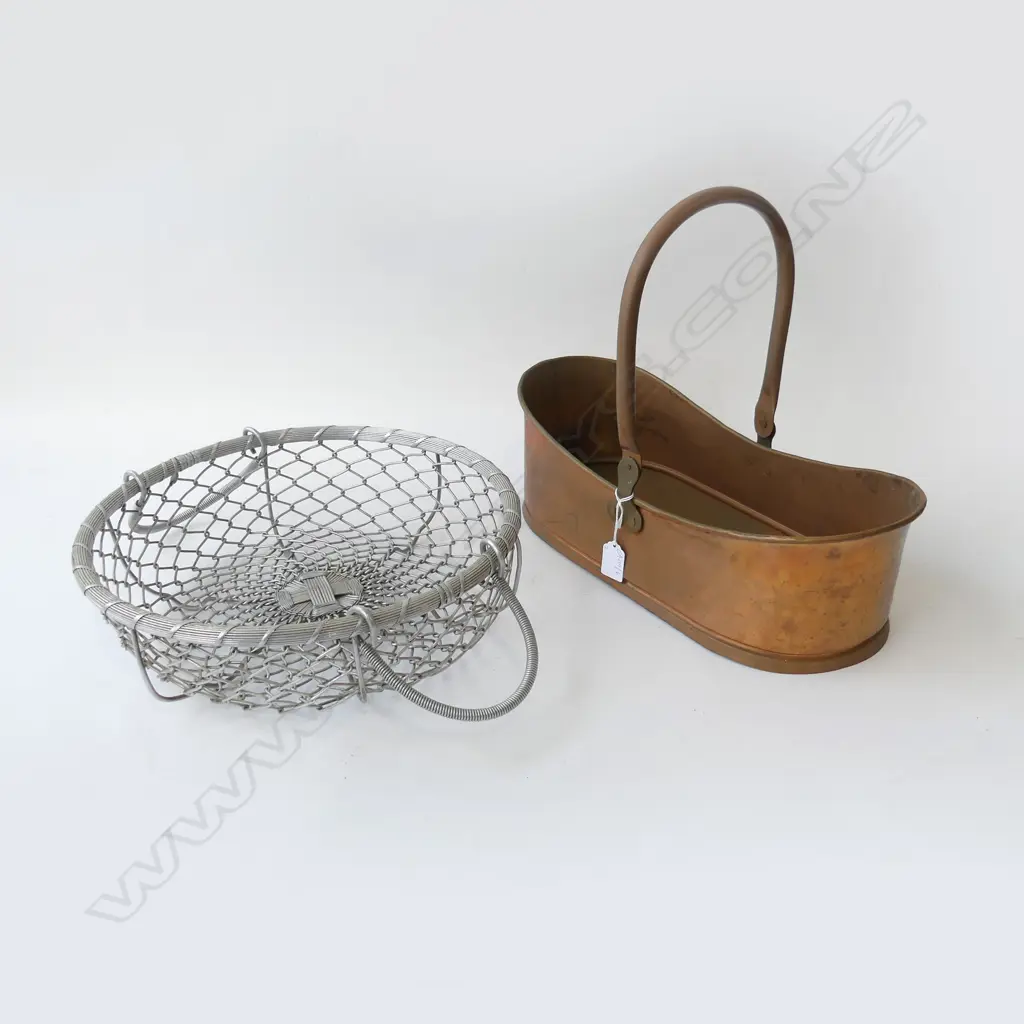 COPPER BUCKET W.430mm + WIRE MESH BASKET 360mm dia Image 1++