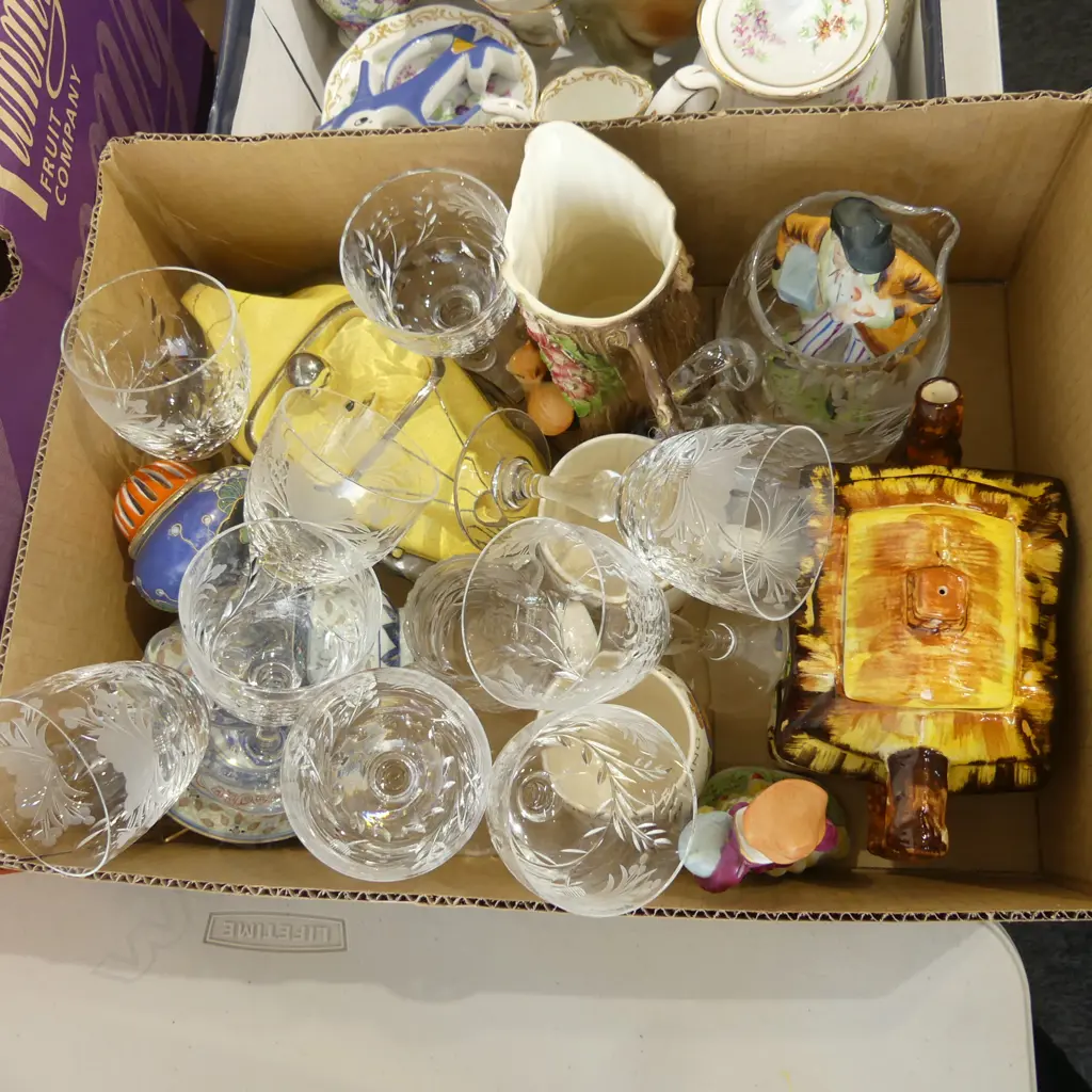 CRYSTAL WINE GLASSES, TEAPOTS ETC Image 1++