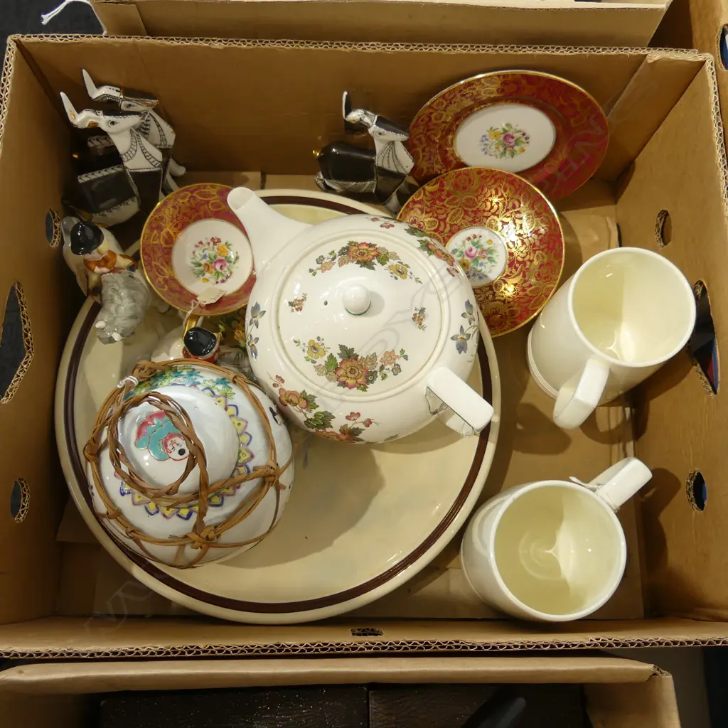 ASST. CERAMICS INCL.2 NORMAN THELWELL BESWICK HORSES R. DOULTON CHARGER, WEDGWOOD TEAPOT, 2 KEITH MURRAY MUGS ETC Image 1++