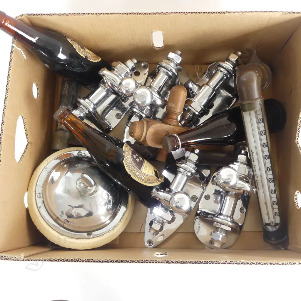 COLLECTION BURRIDGES BREWERY  MASTERTON ITEMS 1920S  BEER BOTTLES CROME BEER PULLS TAPS KEG BUNG REMOVING TOOL  ETC Image 1++