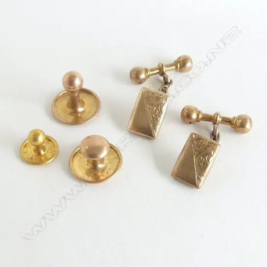 PR 9ct CUFFLINKS + 3 STUDS 6.0gms