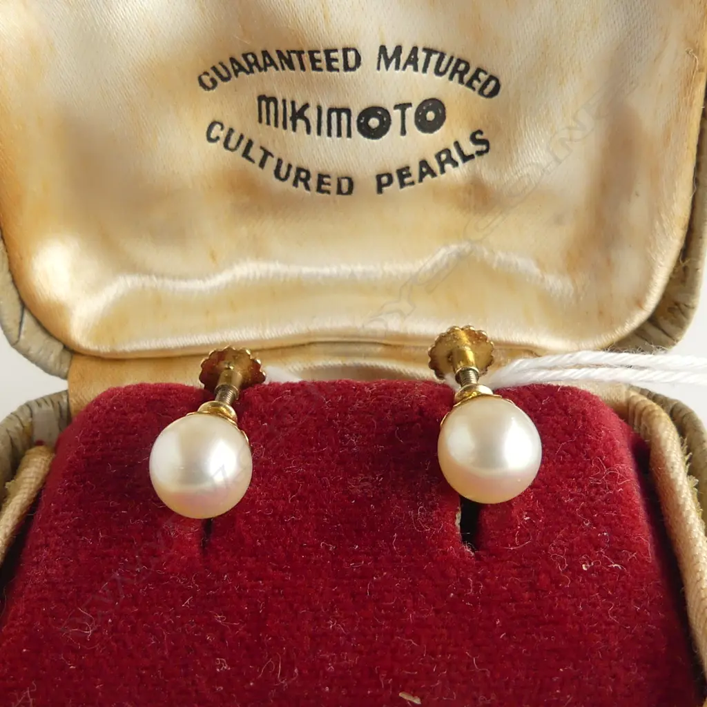 PR 9CT MIKIMOTO PEARL EARRINGS (NOT STAMPED MIKIMOTO) 2.1 gms, w. ORIG. BOX Image 1++