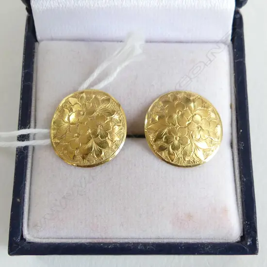 PR OF GOLD? ENGRAVED EARINGS WITH R/G SCROLLS 1.5G