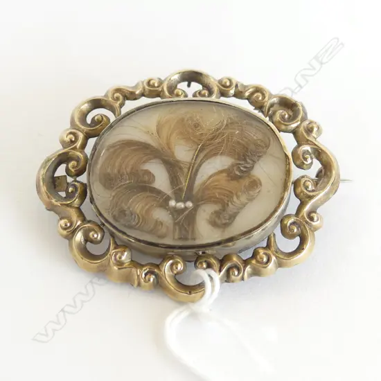 ANTIQUE MOURNING BROOCH with PEARLS, ENGRAVED 'LD 54' TO REVERSE', 55 x 45mm