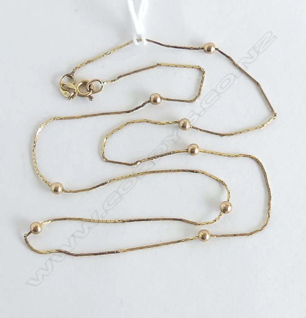 9CT ITALIAN  GOLD BEAD NECKLACE 1.9G Image 1++