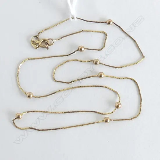 9CT ITALIAN  GOLD BEAD NECKLACE 1.9G
