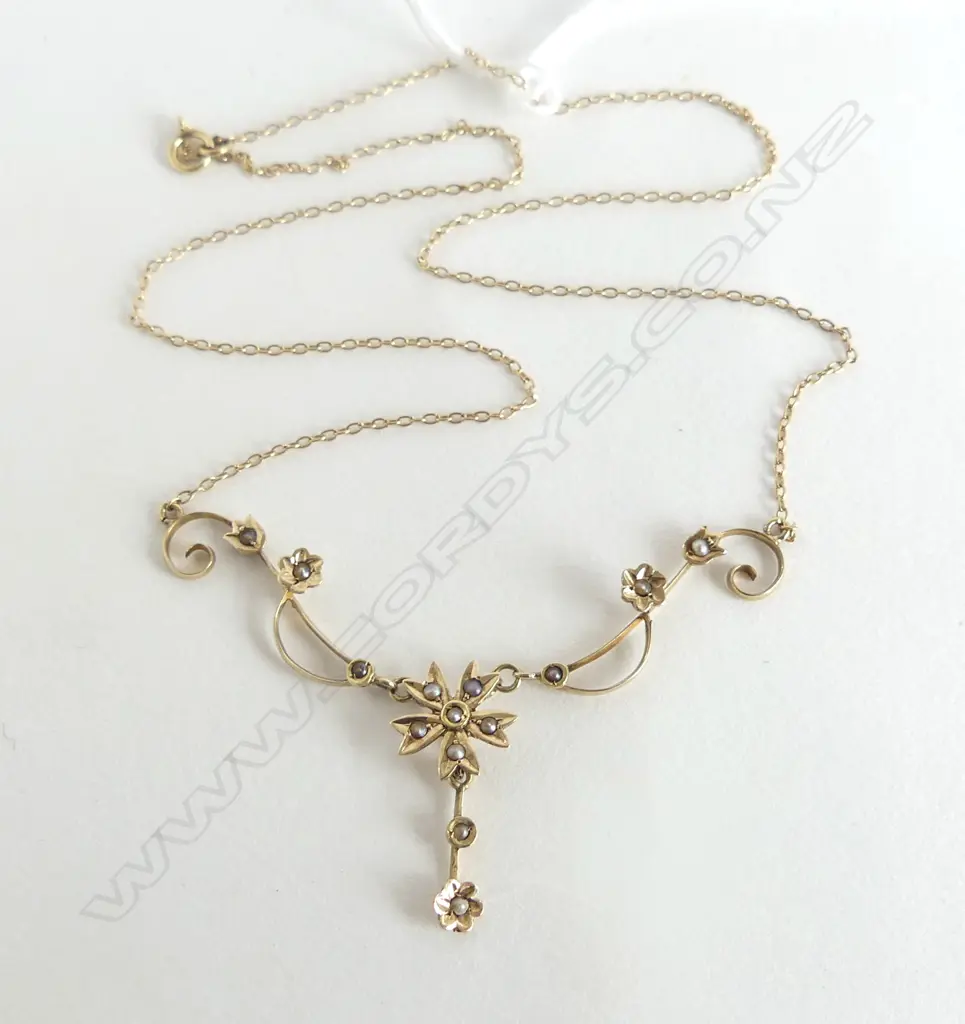 EDWARDIAN 9CT NECKLACE 3.4gms Image 1++