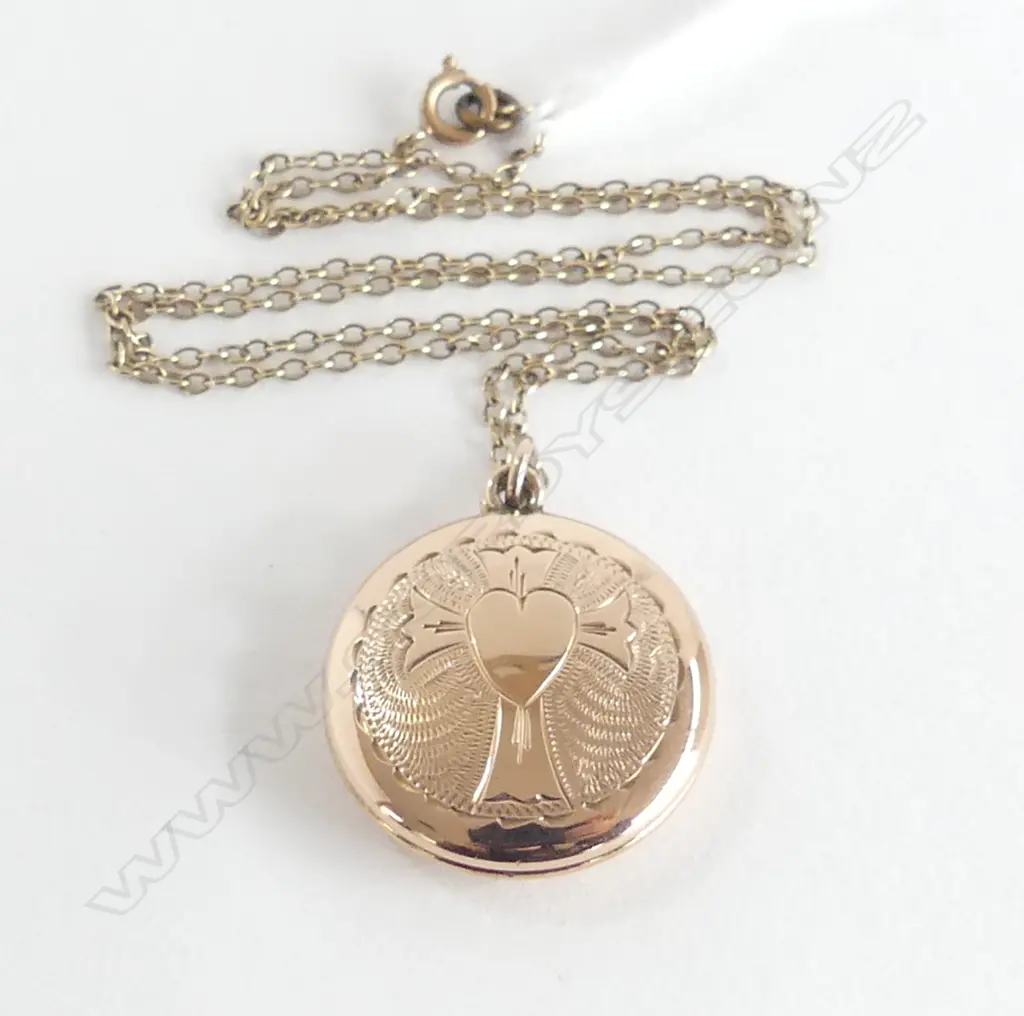 9CT ROSE GOLD LOCKET (plated chain) 6.50gms Image 1++