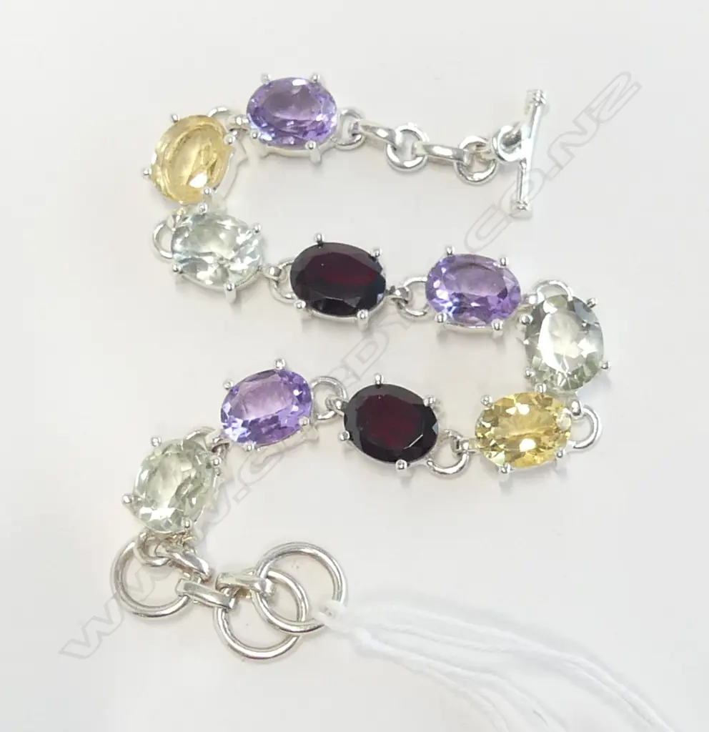 SILVER & ASST. SEMI PRECIOUS STONE BRACELET Image 1++