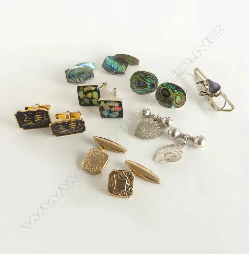 6 PRS CUFFLINKS (2 STG, 1 RG) + TIE PIN Image 1++