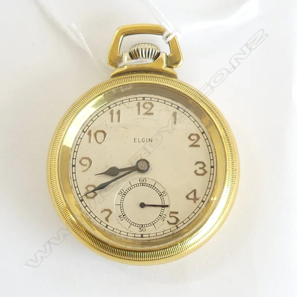 VINTAGE HEAVY 1920'S ELGIN POCKET WATCH QUALITY EXAMPLE o/face running Image 1++