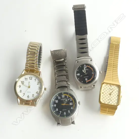 4  GENT'S WRISTWATCHES: Seiko Kinetic + Vagary Etc.