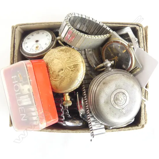 WRIST WATCHES + 3 POCKET WATCHES (1 935 STG, 1 GP)