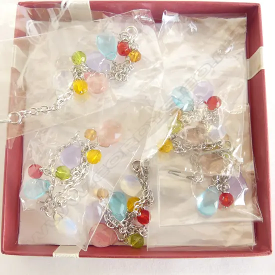 5 SILVER GEM BRACELETS, NEW