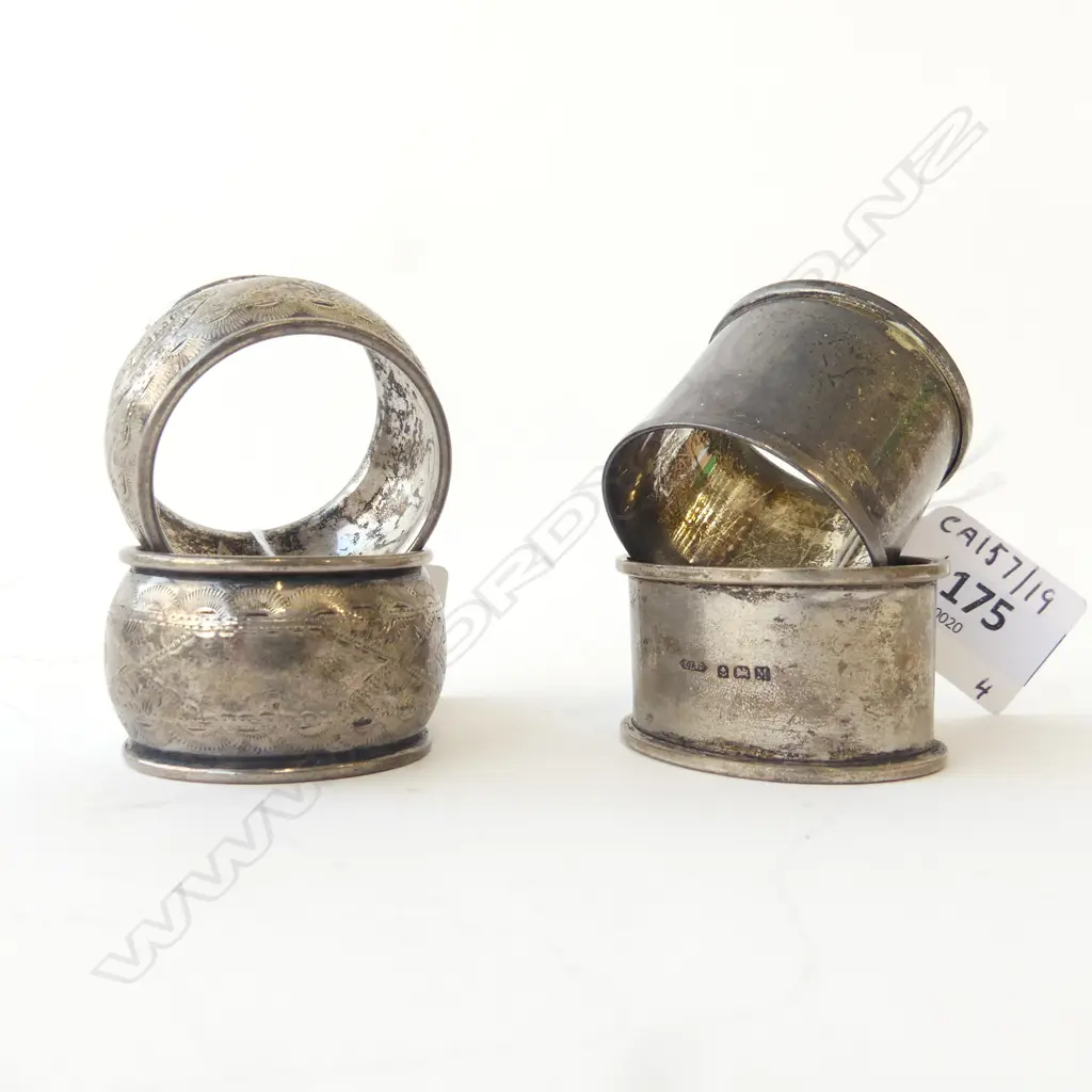 4 S/SILVER NAPKIN RINGS 58G Image 1++
