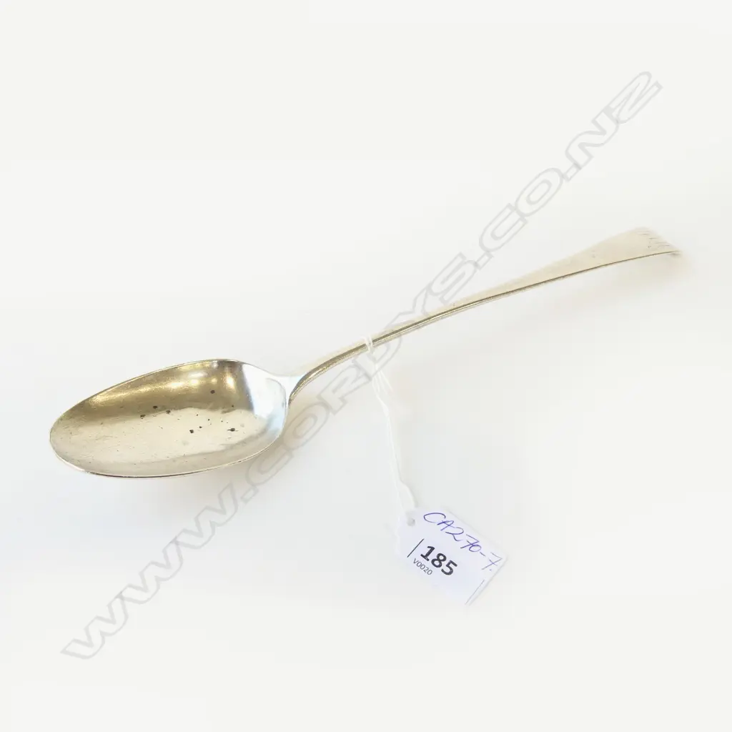 GEORGE I SILVER BASTING PIE SPOON London 1786 by possibly Robert Ross approx 100gms Image 1++