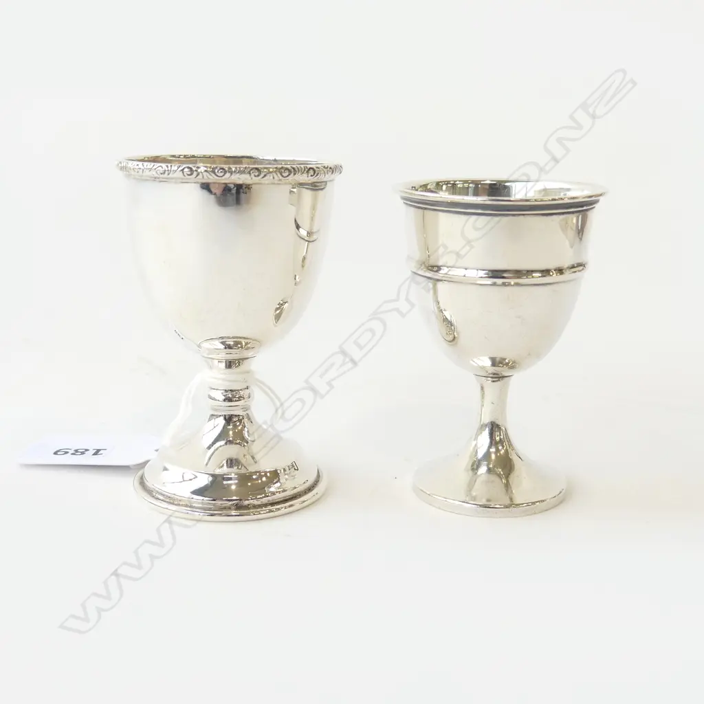 2 STG SILVER EGGCUPS, H.70mm, 53gms Image 1++