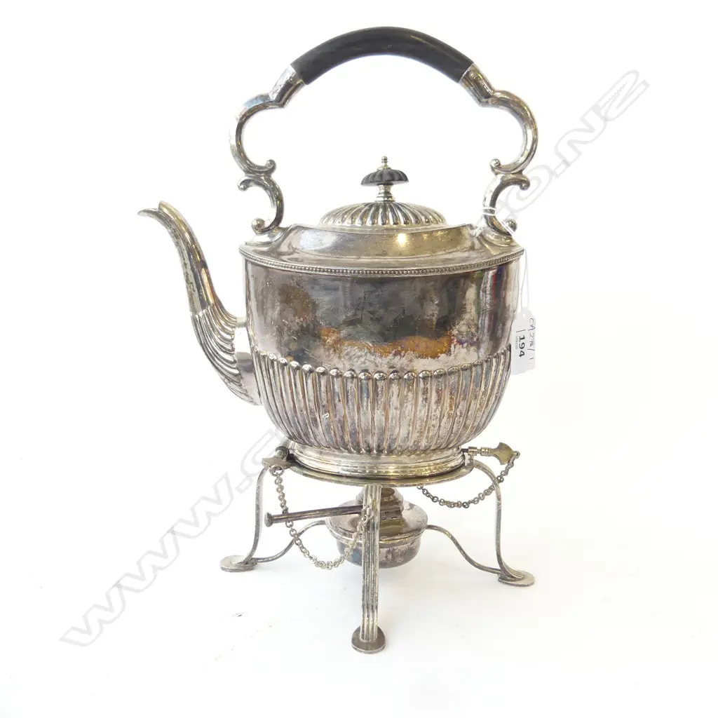 SILVER PLATE SPIRIT KETTLE WITH BURNER H.315mm Image 1++