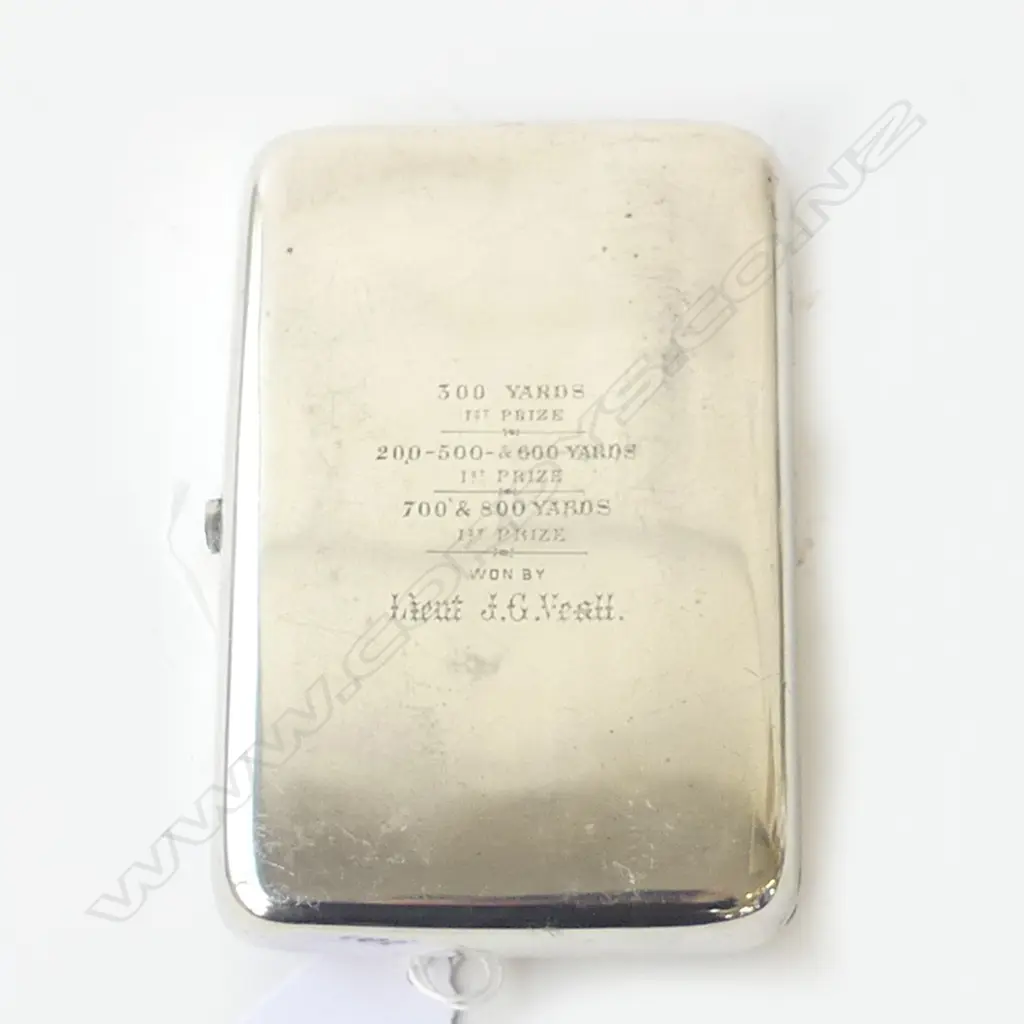 HEAVY SILVER CARD CASE 'CEYLON VOLUNTEERS ... RIFLE MEET 1893' 300 YDS 1ST prize 232gms Image 1++