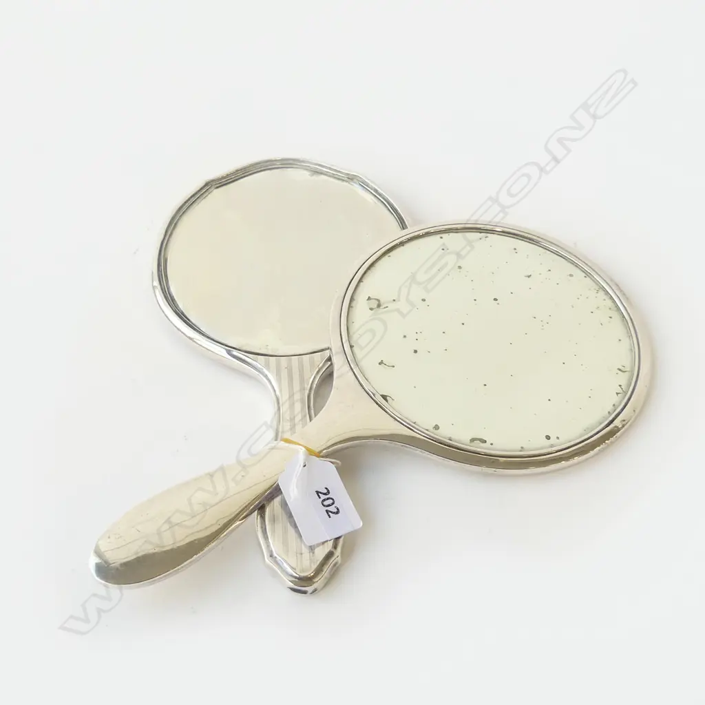 2 OLD SILVER BACK HAND MIRRORS Image 1++