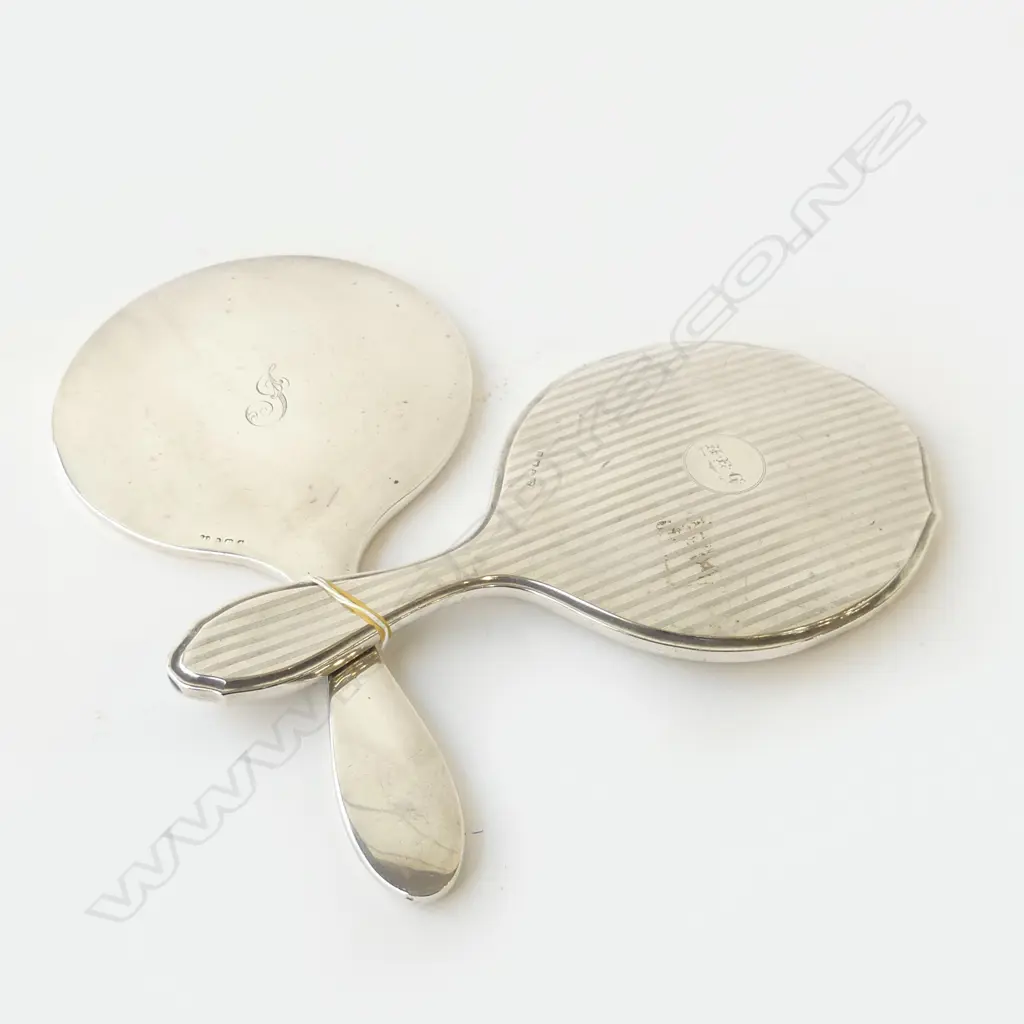 2 OLD SILVER BACK HAND MIRRORS Image 1++