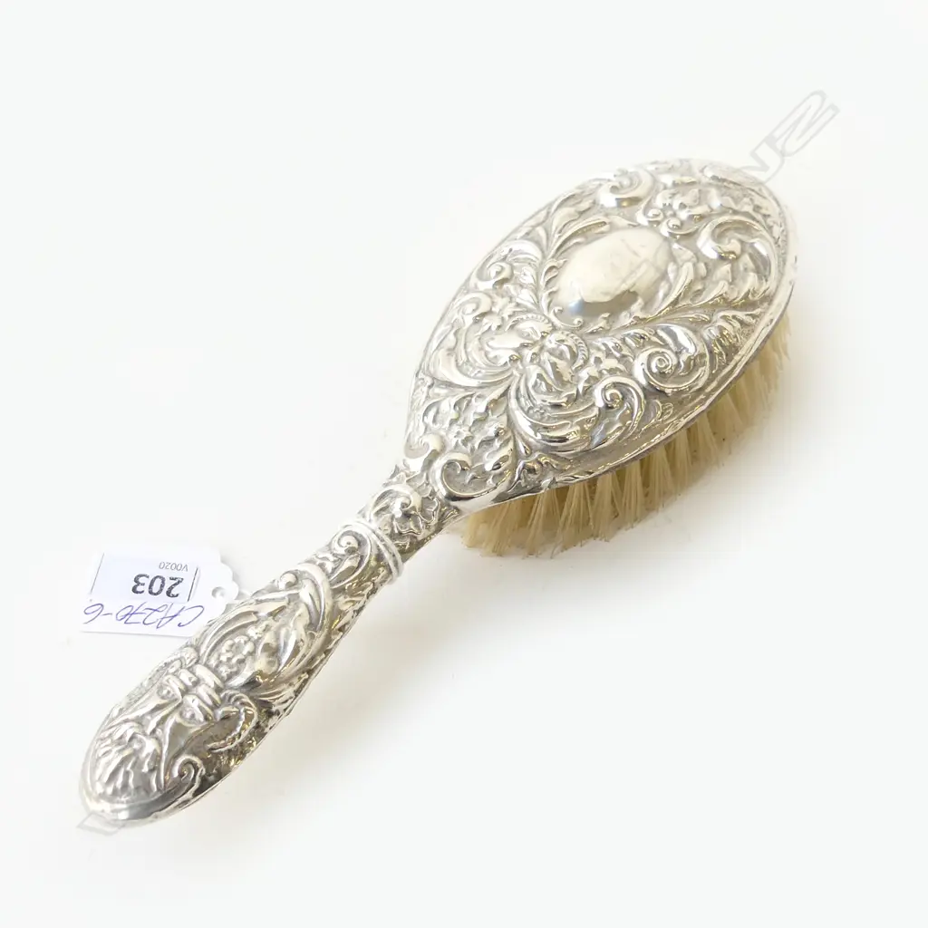 SILVER EMBOSSED BACKED HAIR BRUSH Birmingham 1965 Image 1++