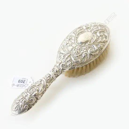 SILVER EMBOSSED BACKED HAIR BRUSH Birmingham 1965