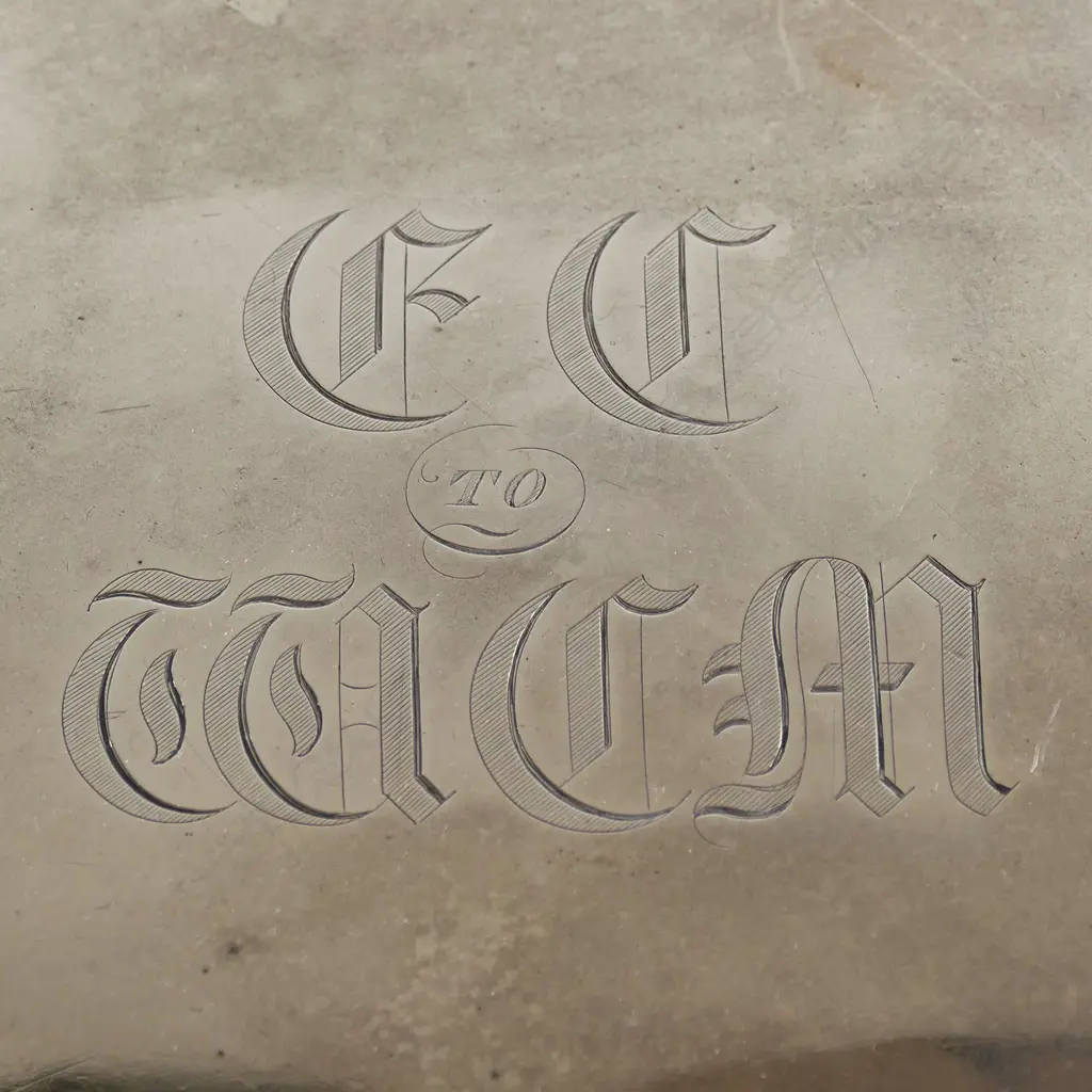 LG SILVER PLATE TRAY, ENGRAVED INITIALS TO CENTRE 440x680mm Image 1++