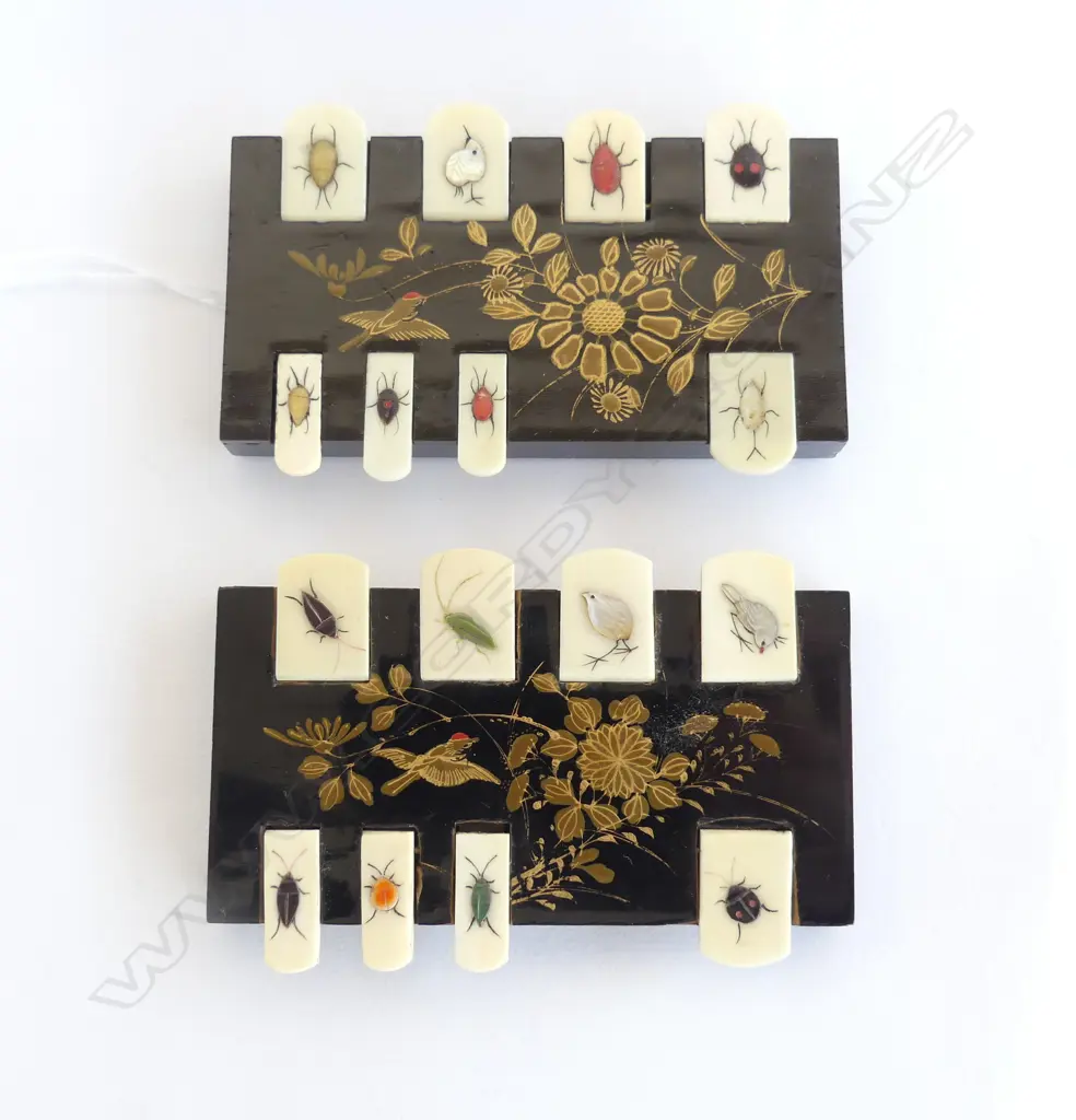 2  JAPANESE MEIJI PERIOD SHIBYAMA WHIST COUNTERS - (Ivory and Mother of Pearl) W.90mm Image 1++